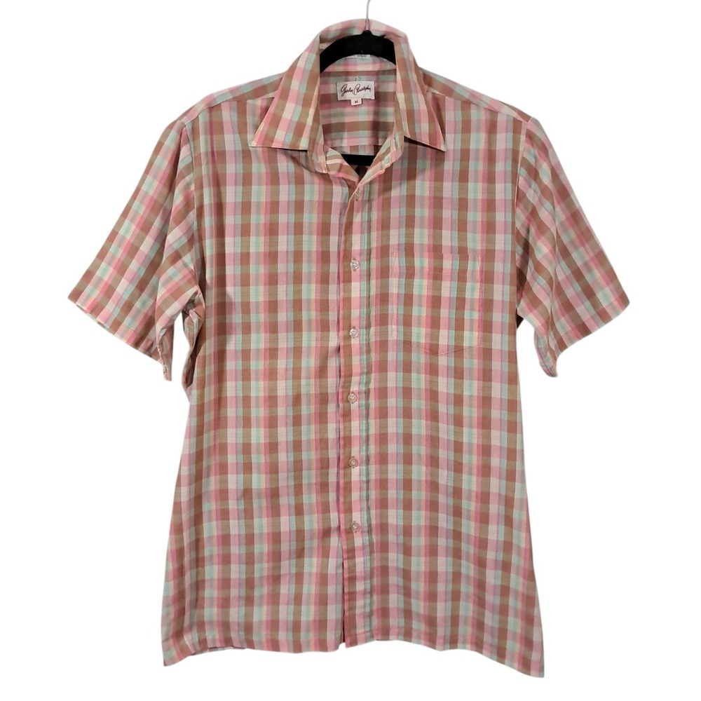 Vintage‎ Shirt Jordan Christophe Mens Size Medium Plaid 80s Lightweight Sheer